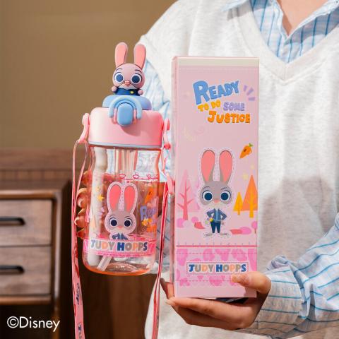 HELLOKITTY 疯狂动物城喷雾水杯儿童夏季吸管杯子学生上学专用运动水壶耐高温 图片 7