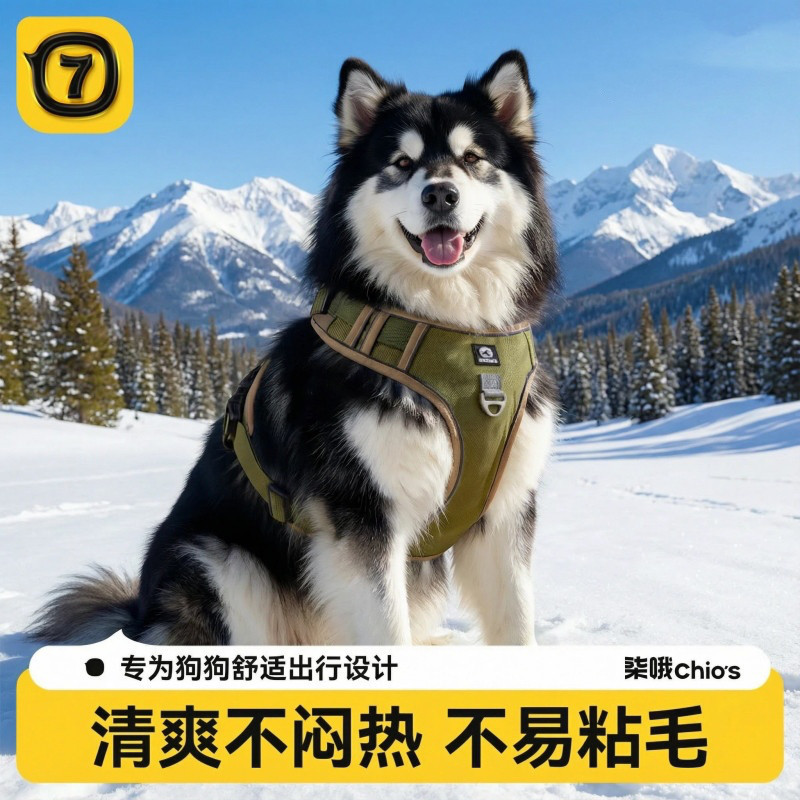 柒哦 大型犬胸背带狗狗牵引绳背心式防爆冲遛狗绳子金毛阿拉斯加中型犬