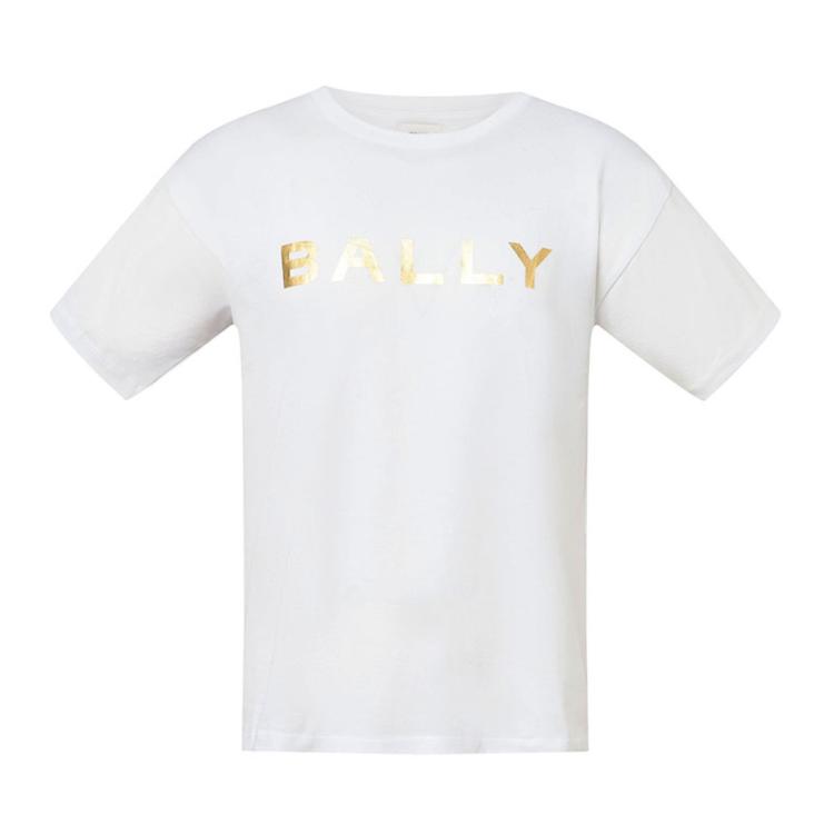 Bally 男士棉质字母图案圆领短袖t恤 In White