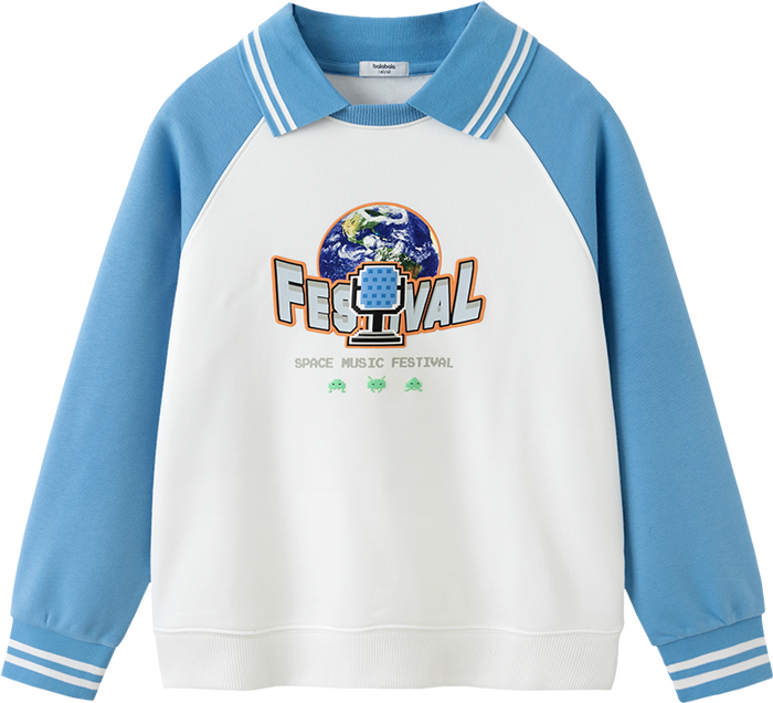 巴拉巴拉 撞色插肩袖儿童卫衣男童秋冬大童翻领套头上衣弹力亲肤舒适有型 49元