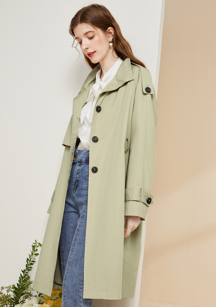 风衣女士新款2021通勤立领插肩袖设计中长款秋季外套女时尚