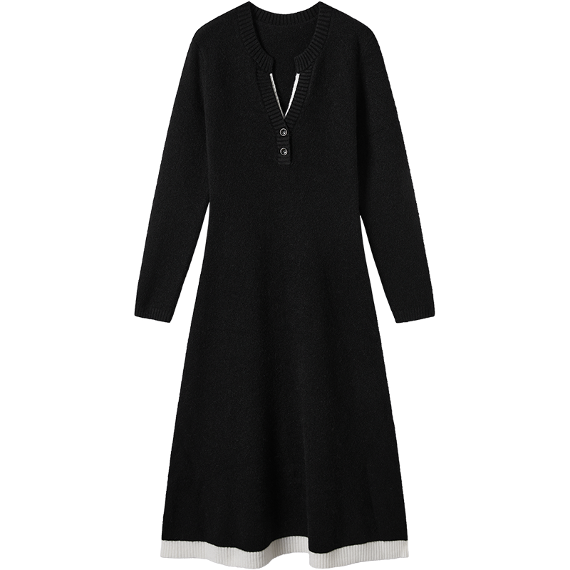 �԰� ��װ�ڰ�ײɫ���ݴ��ë�³�ȹ Ůʽ��֯����ȹ �ڰ�ײɫ �����ڴ� 119Ԫ