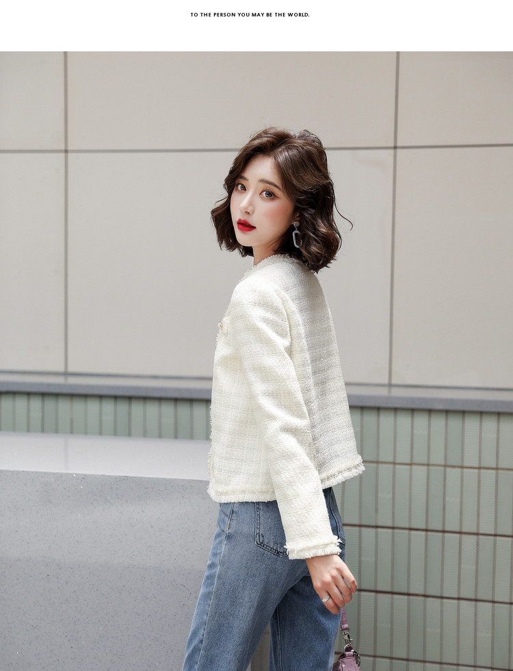 2021秋装白色小香风精致温柔短款气质时尚休闲女士外套