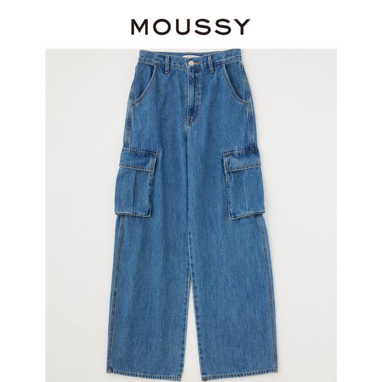 MOUSSY MOUSSY 秋季新款大口袋工装风高腰休闲牛仔裤010GAA11-5310