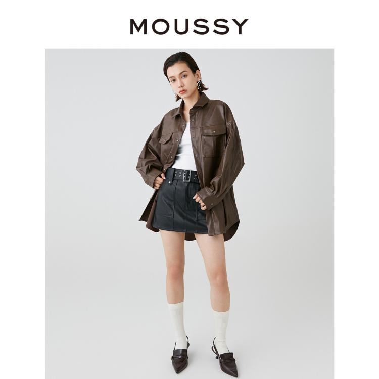 MOUSSY MOUSSY 明星同款秋季女士酷帅街头风皮衣外套028HSZ30-0531 6921117729545089496