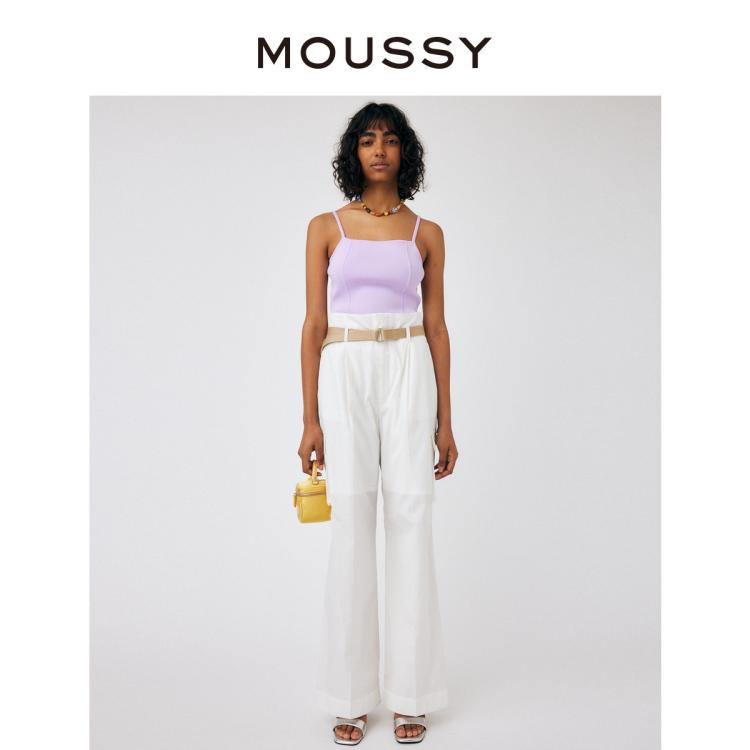 Moussy 秋季工装风通勤压褶口袋宽松休闲裤010gas30-5150 In White