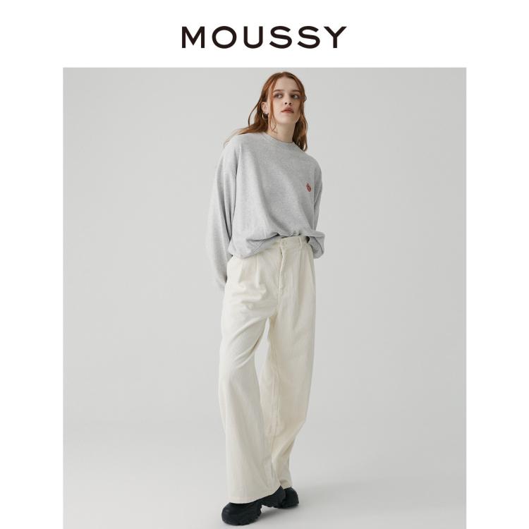 Moussy 秋季复古灯芯绒中性风阔腿休闲裤女028gaz30-6300 In Multi