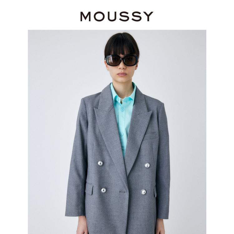 Moussy 秋冬新款深v戗驳领双排扣西装外套010gsh30-0400 In Gray