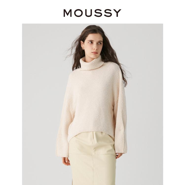 Moussy 秋季简约设计高领软糯慵懒感毛衣女010fah70-6870 In Gold