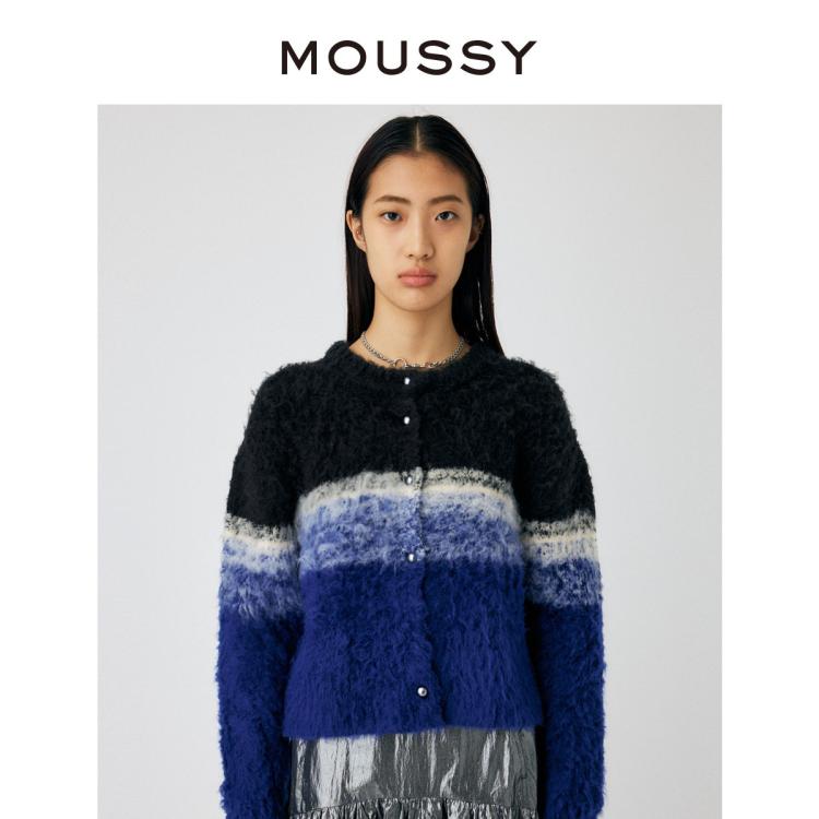 Moussy 秋季软糯渐变针织开衫010ga570-6120