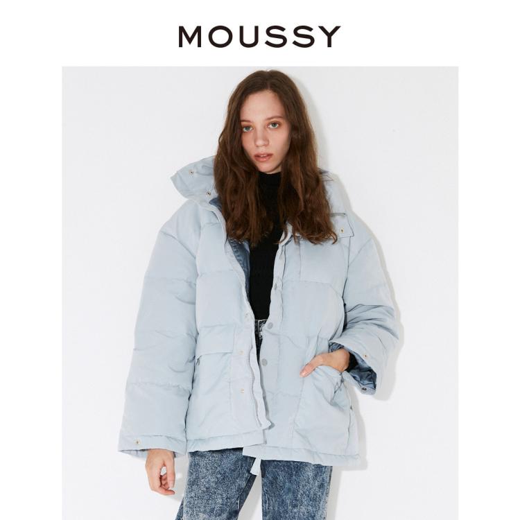 Moussy 秋冬立领短款小个子女生羽绒服女028ea030-5590 In Blue
