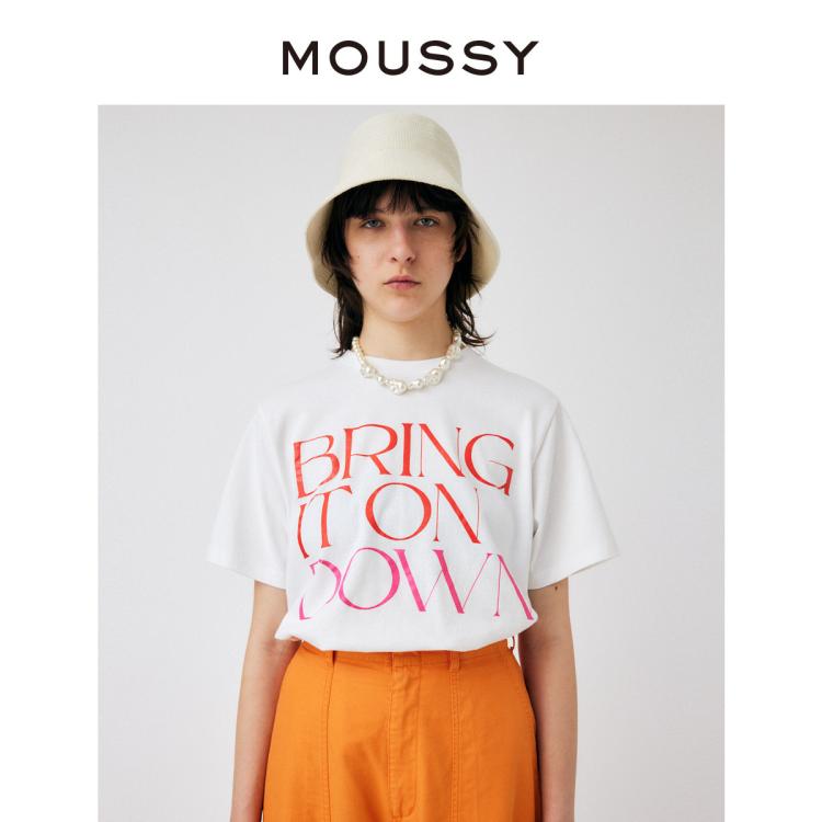 Moussy 春季新品清新字母印花中性风短袖t恤010gsl90-0870 In White
