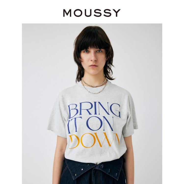 Moussy 春季新品清新字母印花中性风短袖t恤010gsl90-0870 In Gray