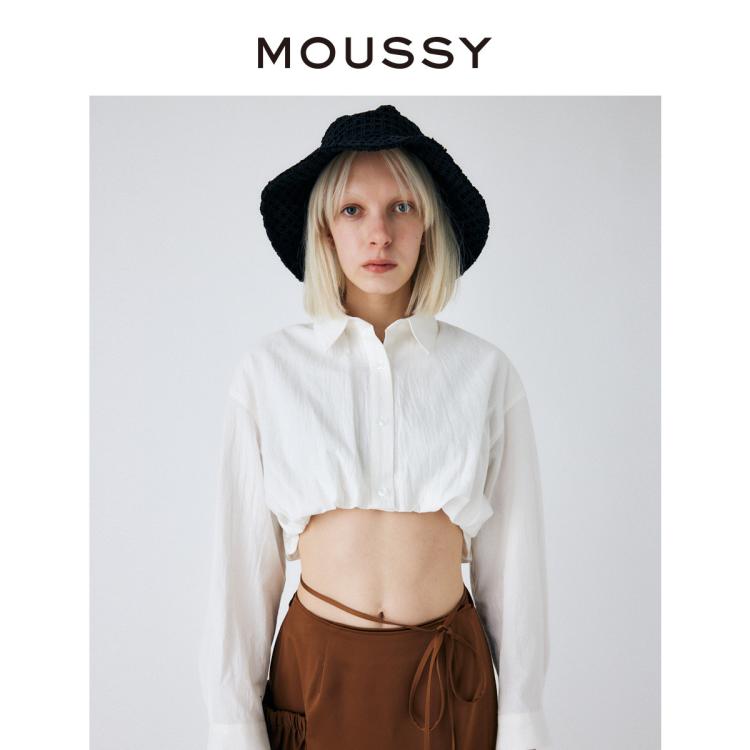 Moussy 夏季新款休闲简约风下摆抽绳长袖衬衫010gsk30-2090 In White