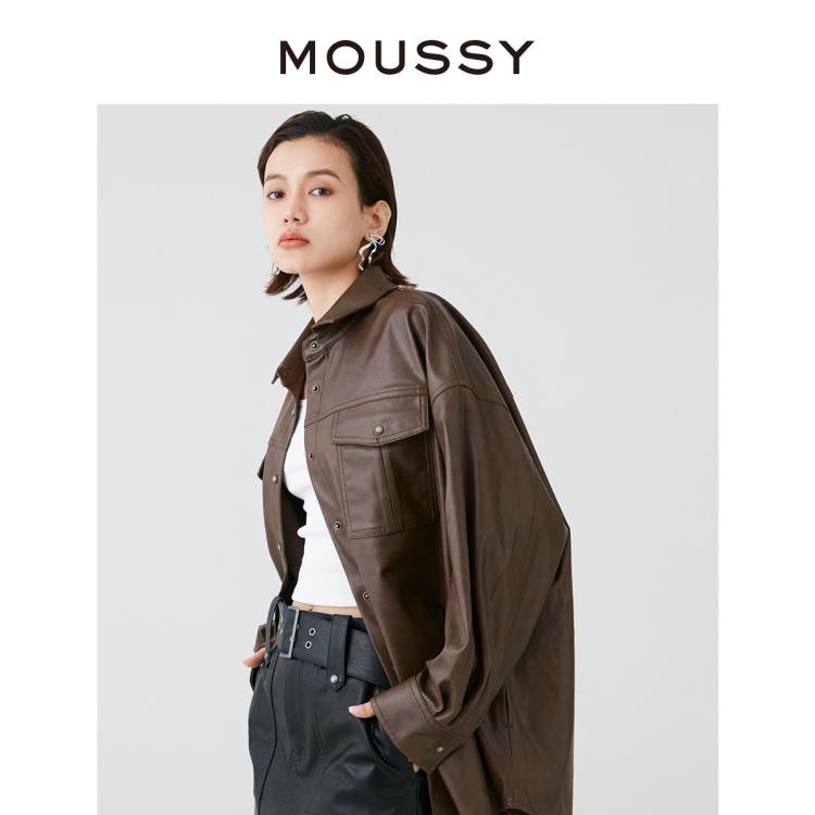 MOUSSY MOUSSY 明星同款秋季女士酷帅街头风皮衣外套028HSZ30-0531 6921117729545089496