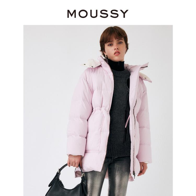 Moussy 冬季新品小清新学院风保暖收腰羽绒服028ga930-5640 In Pink