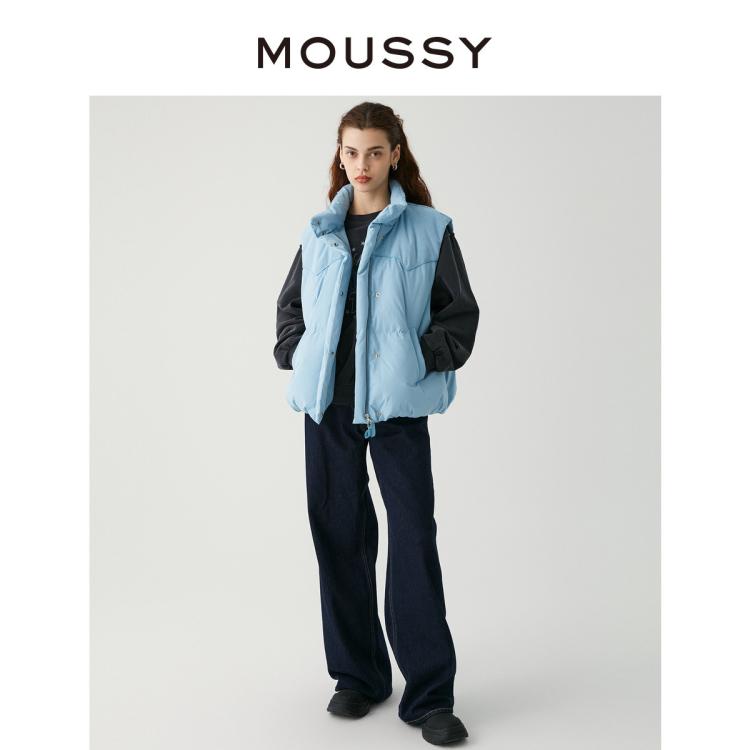 MOUSSY MOUSSY 冬季简约休闲拼接面料羽绒服背心028GAZ30-5950