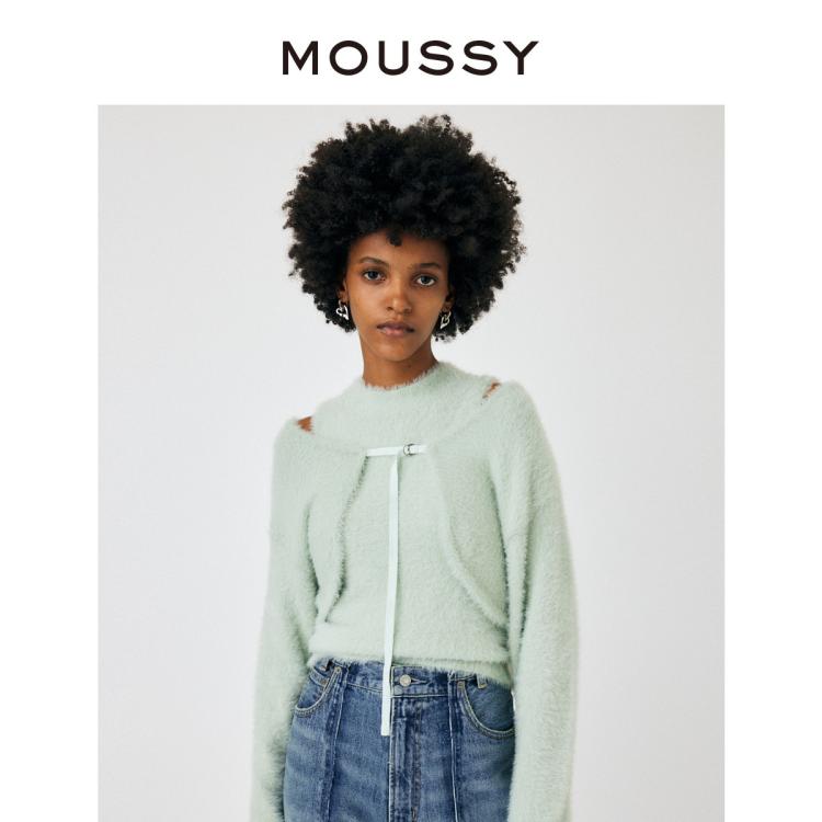 Moussy 秋季甜美芭蕾风毛绒针织衫女010gas70-5830 In Gray