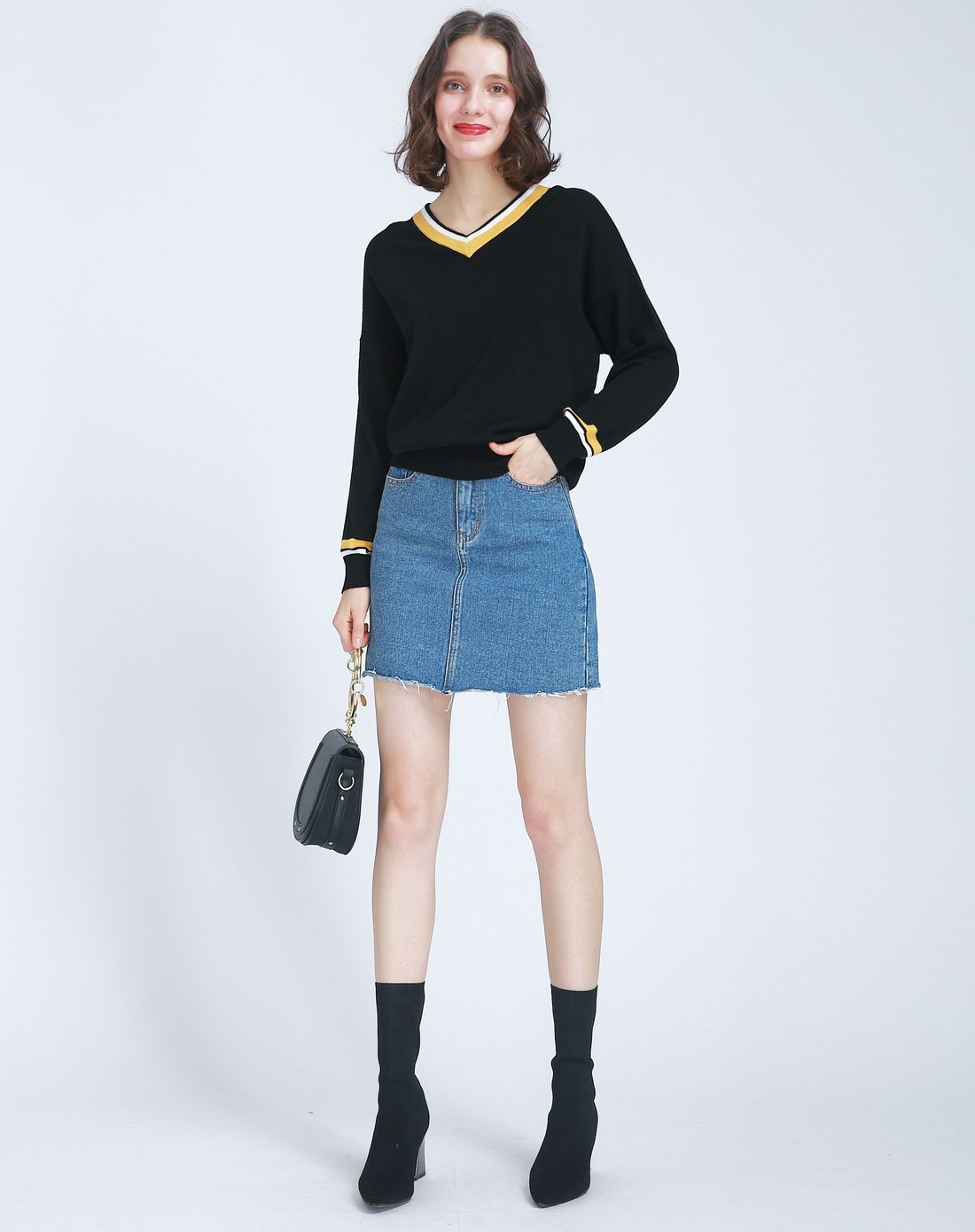 2018夏装新款牛仔半身裙女短裙a字裙 纯棉短款牛仔裙