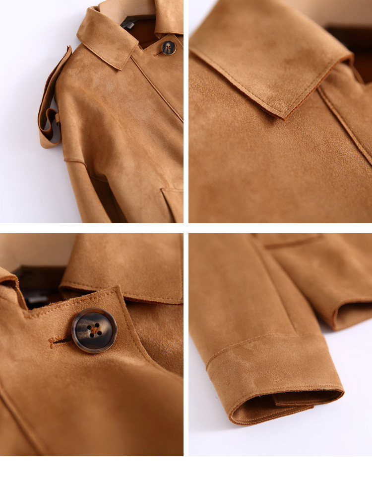 秋装新款空气层仿麂皮绒夹克外套女短款 秋天风衣短外套