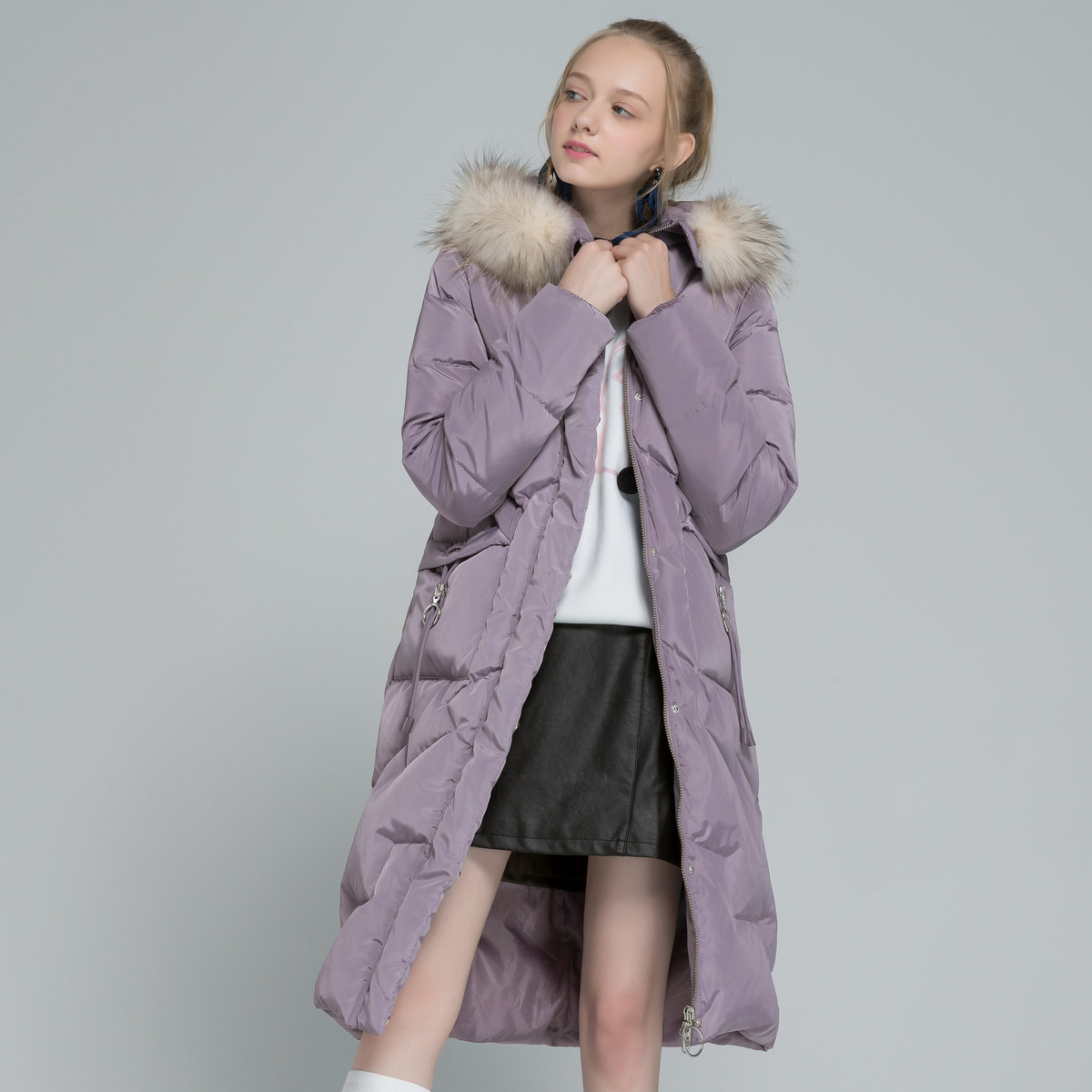 lagogo/拉谷谷2018新款羽绒服紫成一派女hcyy43xc80