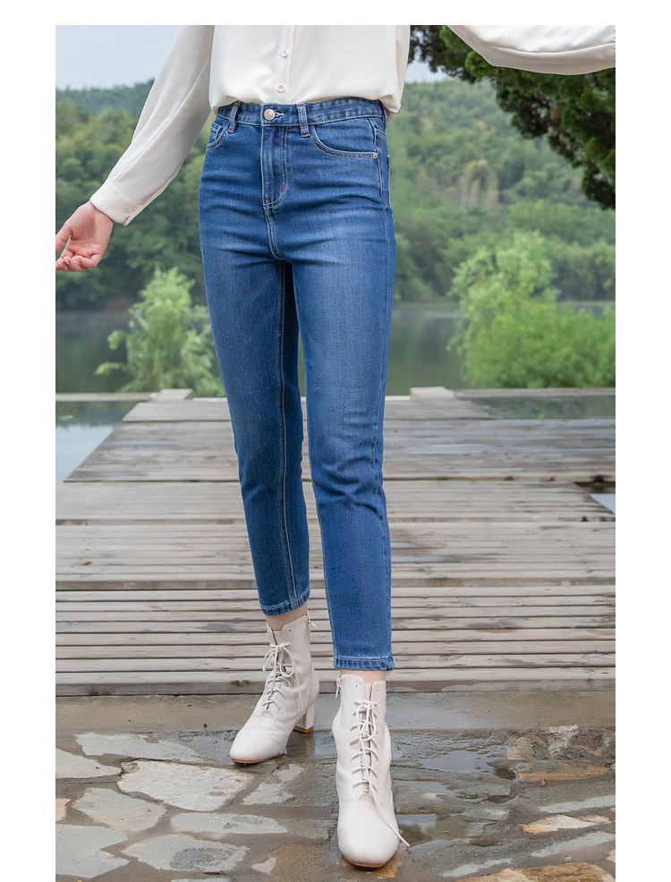 2020新款高腰口袋牛仔裤女