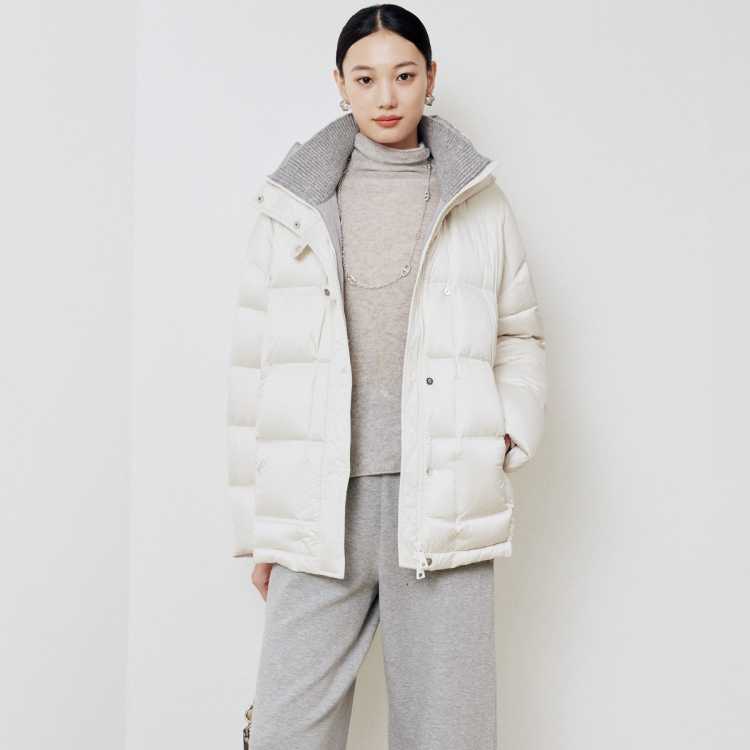 FIRST STATION 大雅家时尚双层领宽松一手长羽绒服