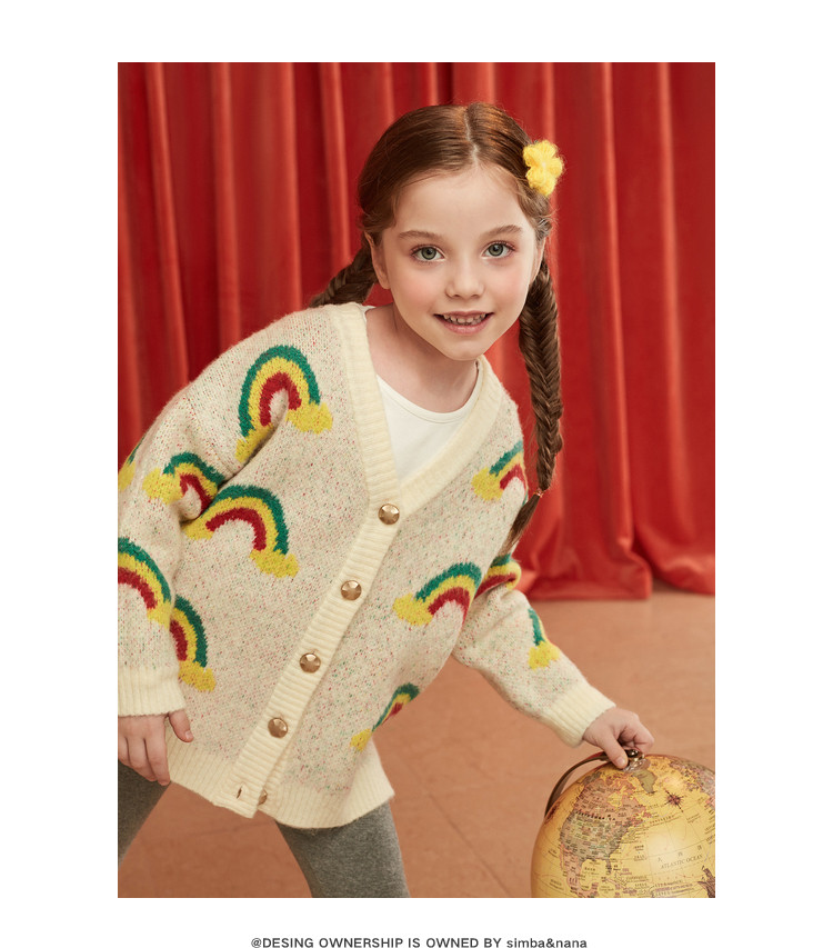 辛巴娜娜童装20秋季新款中大童女童儿童外套可爱毛衣针织开衫