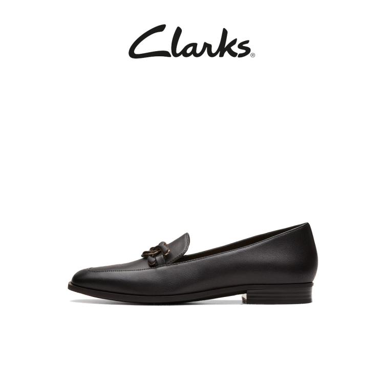 Clarks 其乐女鞋24新品乐福鞋女复古小皮鞋单鞋通勤鞋 In Black
