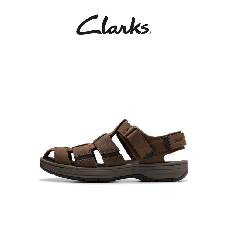 Clarks 其乐男鞋夏季新款镂空绑带复古时尚缓震罗马凉鞋 In Brown