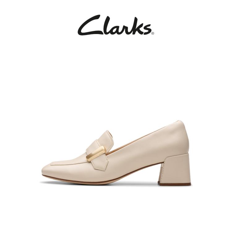 Clarks 其乐妮嗒系列女鞋法式优雅通勤乐福鞋方根单鞋小皮鞋 In Gold