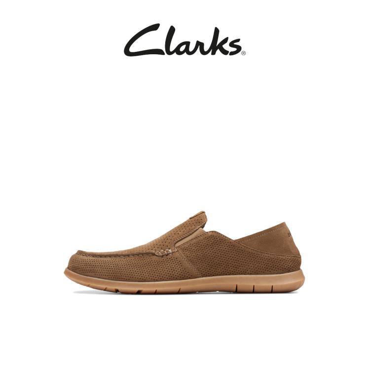 Clarks 其乐男鞋24新款透气懒人鞋简约舒适百搭乐福豆豆鞋 In Brown