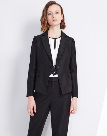 舒朗【2018年新款】百搭黑色修身显瘦短款小西装女