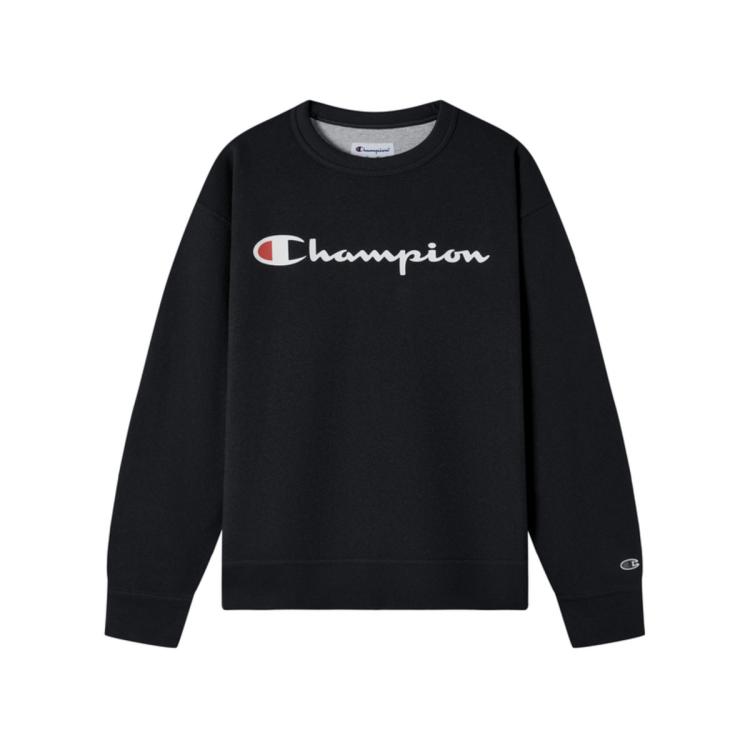 Champion 【品牌直营】经典草写logo圆领卫衣 In Black
