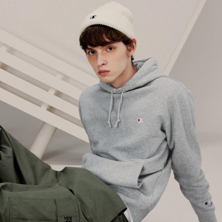 CHAMPION Champion 【品牌直营】秋冬休闲时尚轻薄抓绒简约经典百搭圆领连帽卫衣