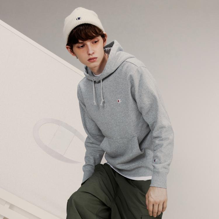 CHAMPION Champion 【品牌直营】秋冬休闲时尚轻薄抓绒简约经典百搭圆领连帽卫衣