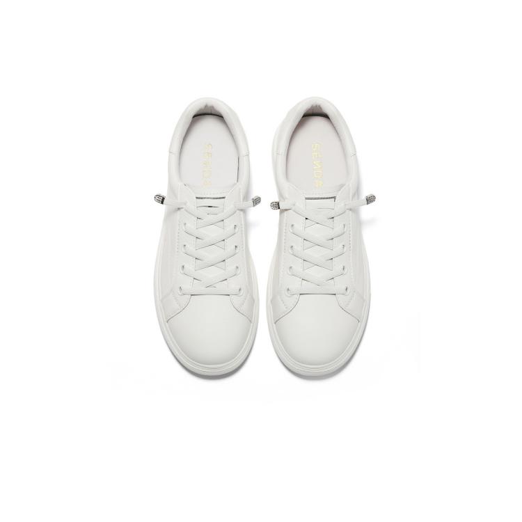 森达 【真皮牛皮】经典百搭春夏女款厚底增高小白鞋休闲可选板鞋小个子