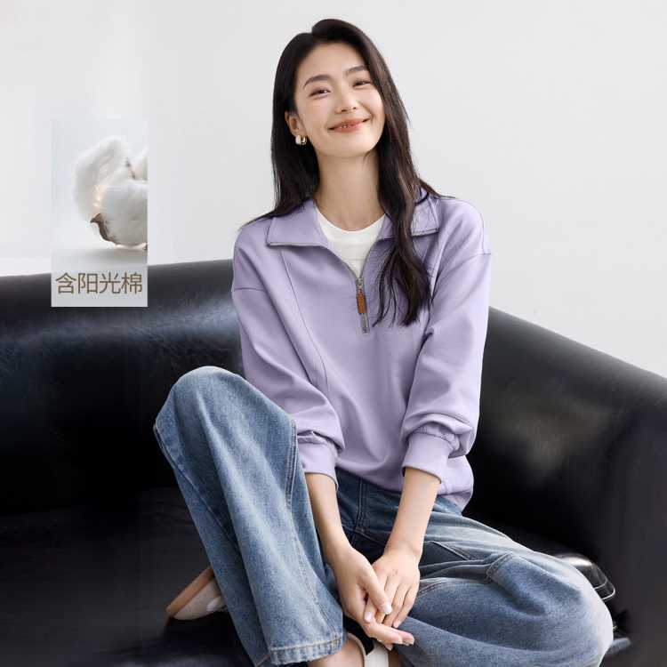 IHIMI海谧 【百搭时髦解构分割插袋卫衣】秋女结构设计感休闲卫衣