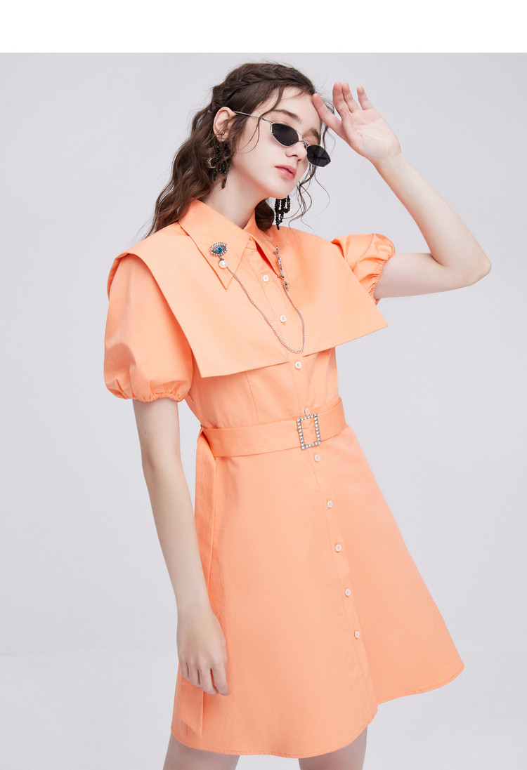 菀草壹法式复古连衣裙女夏季2021新款时尚气质设计感小众衬衫裙