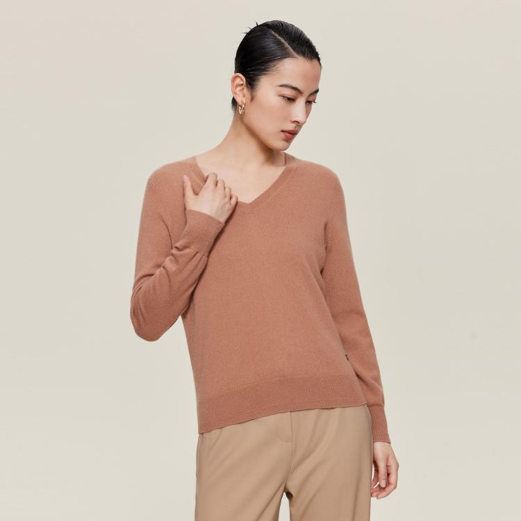 鄂尔多斯 【断码出清】鄂尔多斯1980 纯羊绒V领女套衫羊绒衫打底衫