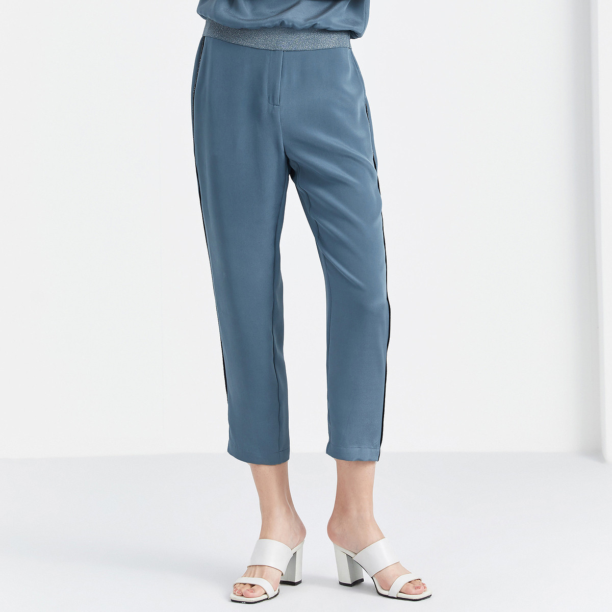 yiner音儿商场同款女装夏季桑蚕丝九分铅笔休闲裤