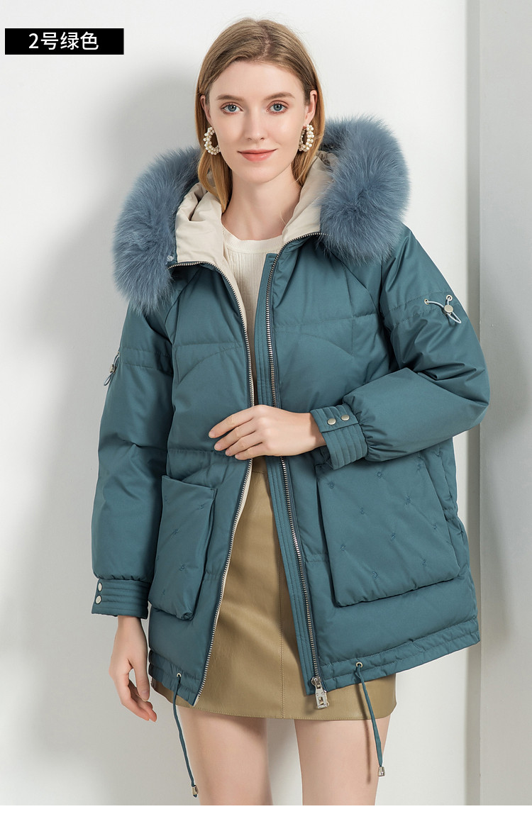 羽绒服女中长款2020新款中老年冬装时尚大毛领宽松外套