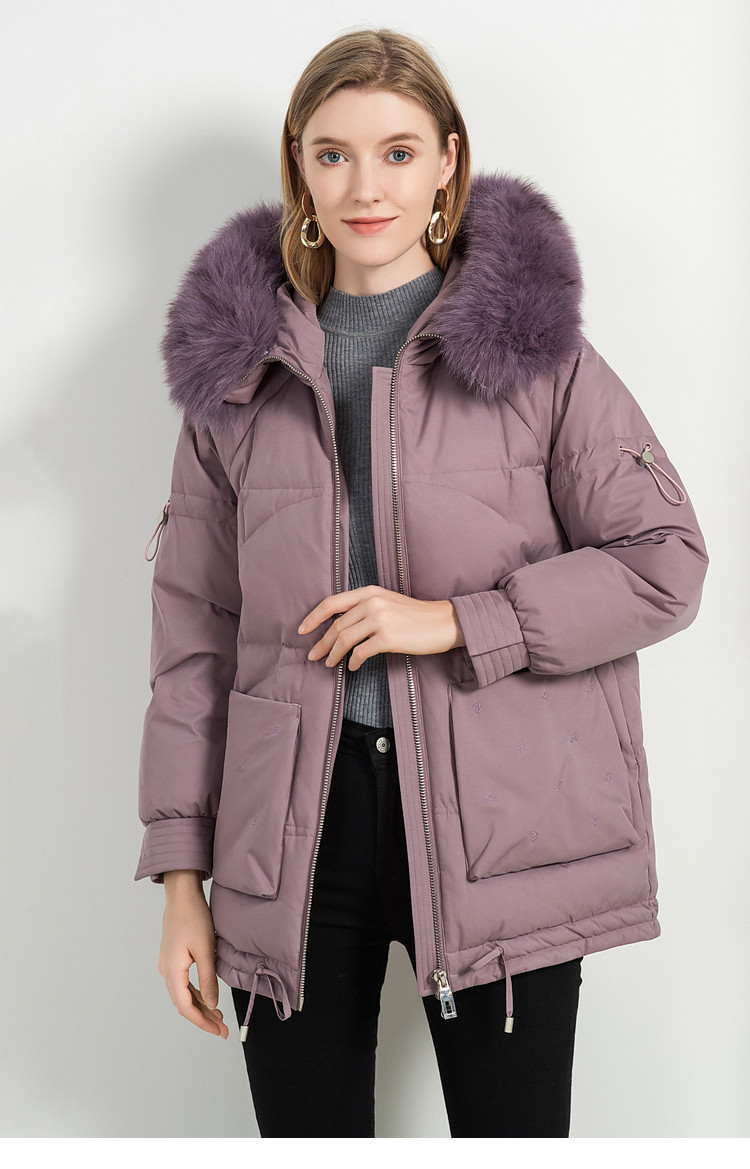 羽绒服女中长款2020新款中老年冬装时尚大毛领宽松外套