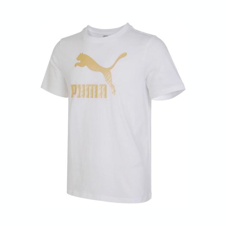 Puma 大logo 日常简约舒适 中性短袖t恤 In White