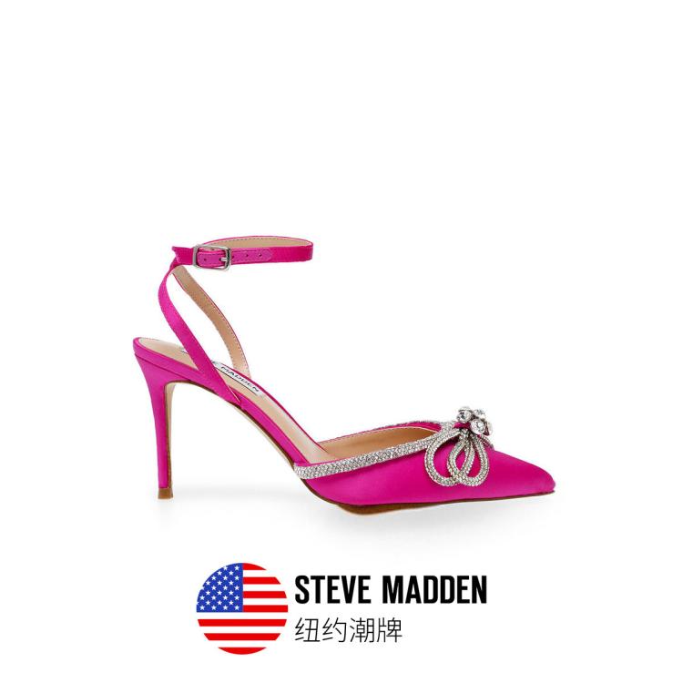 Steve Madden 思美登女鞋春夏季尖头细跟闪钻蝴蝶结高跟鞋女leia In Pink