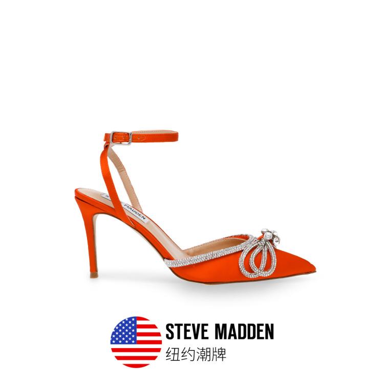 Steve Madden 思美登2023新款女鞋尖头细跟闪钻蝴蝶结高跟鞋女leia In Red