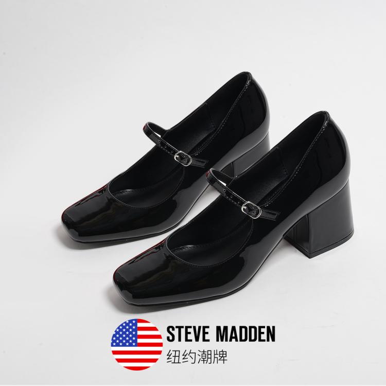 Steve Madden 【简约纯色】思美登2024新款方头玛丽珍鞋teresa In Black
