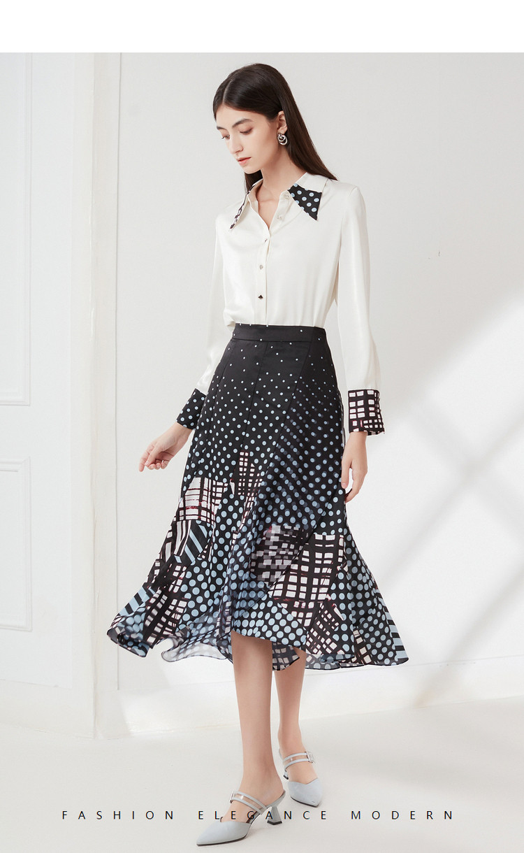 2021秋季新款收腰立裁设计薄a字裙气质时尚中长半身裙女