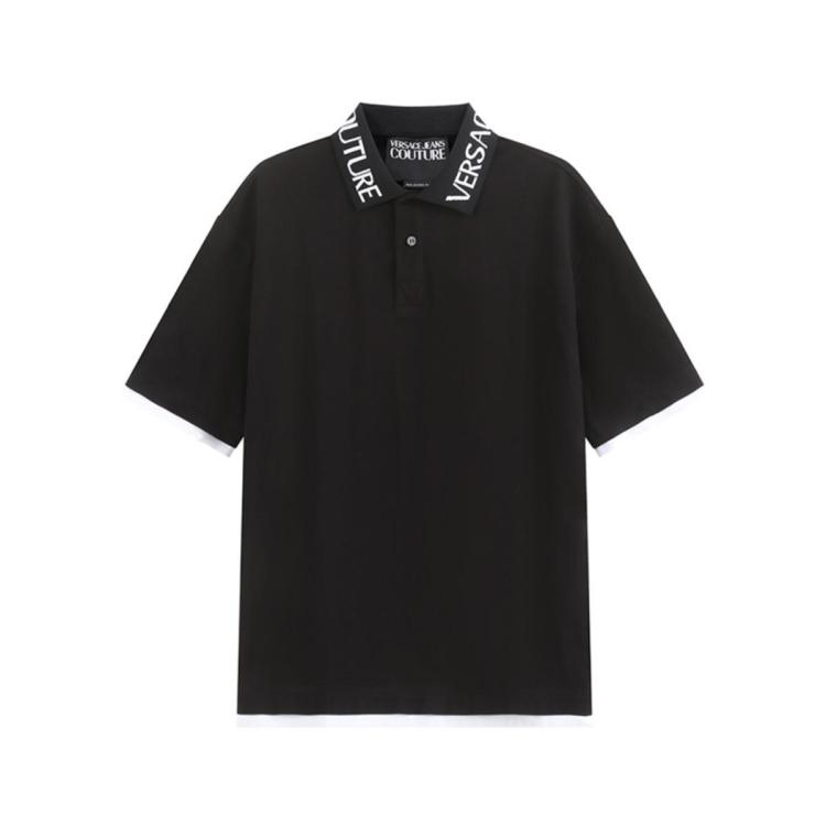 Versace Jeans Couture 男士oversize超宽松版型休闲短袖polo衫 In Black