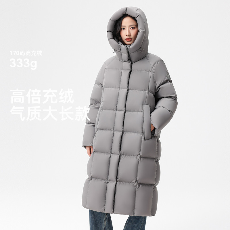 雪中飞 【高倍充绒舒适保暖】女式时尚长款羽绒服立体H版型裁剪连帽外套